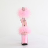 Rozsaszin 20 cm FLAMINGO-824F rúdtánc platform szandálok a prémakkal