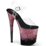 Rozsaszin 20 cm FLAMINGO csillámos platform magassarkú női