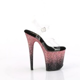 Rozsaszin 20 cm FLAMINGO csillámos platform magassarkú női