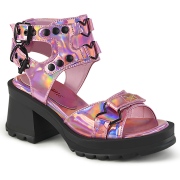 Rozsaszin 7 cm Demonia BRATTY-07 Platform szandál vastag sarkú