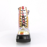 Rozsaszin csillámos 11,5 cm SHAKER-52 Gótikus Bokacsizma Éktalpú Platform