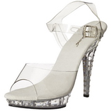 Strasszköves Ezüst 13 cm Fabulicious LIP-108SDT Magassarkú Platform
