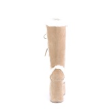 Szőrme barna 13 cm CAMEL-311 Platform csizma vastag sarkú