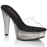 Szürke 13 cm MARTINI-501 papucs magassarkú csillámos