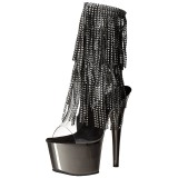 Szürke 18 cm ADORE-1017RSF női rojtos magassarkú bokacsizma