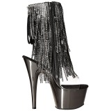 Szürke 18 cm ADORE-1017RSF női rojtos magassarkú bokacsizma