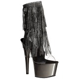Szürke 18 cm ADORE-1017RSF női rojtos magassarkú bokacsizma