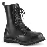 Valódi bőr RIOT-10 demoniacult acél lábbeli punk bokacsizma - unisex bakancsok