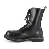 Valódi bőr RIOT-10 demoniacult acél lábbeli punk bokacsizma - unisex bakancsok