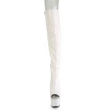 Vegan 18 cm ADORE-3019 magassarkú combcsizma nyitott orrú fűzővel fehér