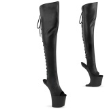 Vegan 20 cm CRAZE-3019 Heelless overknee csizma pony sarkú fekete