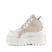 Vegan 5 cm SLACKER-50 alternatív glitter cipők platformos fehér