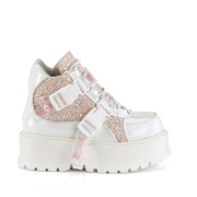 Vegan 5 cm SLACKER-50 alternatív glitter cipők platformos fehér
