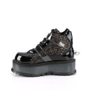 Vegan 5 cm SLACKER-50 alternatív glitter cipők platformos fekete