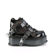 Vegan 5 cm SLACKER-50 alternatív glitter cipők platformos fekete