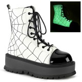 Vegan Fehér 5 cm SLACKER-88 Demonia Bokacsizma Platform