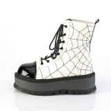 Vegan Fehér 5 cm SLACKER-88 Demonia Bokacsizma Platform