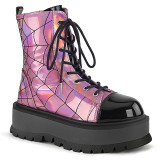 Vegan Hologram 5 cm SLACKER-88 Demonia Bokacsizma Platform