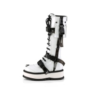 Vegan fehér 5 cm SLACKER-260 cyberpunk csizma platformos