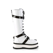 Vegan fehér 5 cm SLACKER-260 cyberpunk csizma platformos