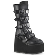Vegan fekete 14 cm SWING-230 cyberpunk csizma platformos