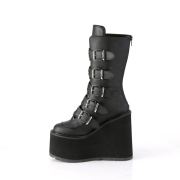 Vegan fekete 14 cm SWING-230 cyberpunk csizma platformos