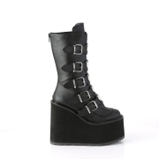Vegan fekete 14 cm SWING-230 cyberpunk csizma platformos