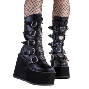 Vegan fekete 14 cm SWING-230 cyberpunk csizma platformos