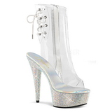 Vinil strasszköves 15 cm BEJEWELED-1018DM női platform bokacsizma