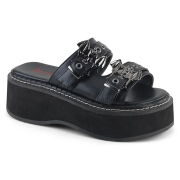 Vinyl mules 5 cm DEMONIA EMILY-100 gothic papucs platform denevérszárnyak