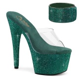 Zöld 18 cm 712RS pleaser magassarkú boka mandzsetta strass platform