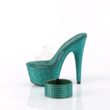 Zöld 18 cm 712RS pleaser magassarkú boka mandzsetta strass platform