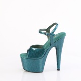 Zöld 18 cm ADORE-709GP csillámos platform szandal női