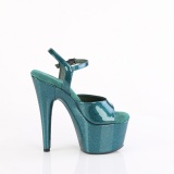 Zöld 18 cm ADORE-709GP csillámos platform szandal női