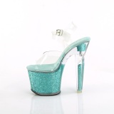 Zöld 18 cm LOVESICK-708SG csillámos platform szandal női