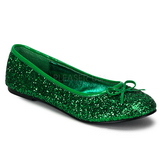 Zöld STAR-16G Csillámos Lapos Balerina Cipők Női