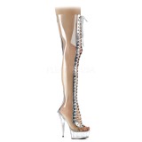 Átlátszó 15 cm DELIGHT-3026 fűzős combcsizma