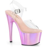 Átlátszó 18 cm ADORE-708HT Rozsaszin platform szandal magassarkú