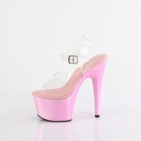 Átlátszó 18 cm ADORE-708HT Rozsaszin platform szandal magassarkú