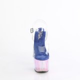 Átlátszó 18 cm ADORE-708HT kék platform szandal magassarkú