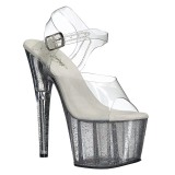 Átlátszó 18 cm ADORE-708MG csillámos platform magassarkú női