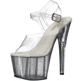 Átlátszó 18 cm ADORE-708MG csillámos platform magassarkú női