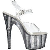 Átlátszó 18 cm ADORE-708MG csillámos platform magassarkú női