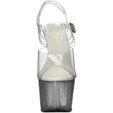 Átlátszó 18 cm ADORE-708MG csillámos platform magassarkú női