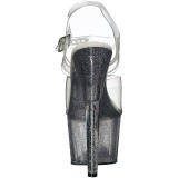 Átlátszó 18 cm ADORE-708MG csillámos platform magassarkú női