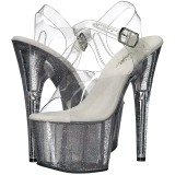 Átlátszó 18 cm ADORE-708MG csillámos platform magassarkú női