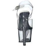 Átlátszó 18 cm Pleaser SKY-308MG csillámos magassarkú cipők