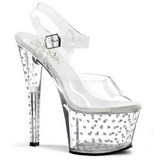 Átlátszó 18 cm Pleaser STARDUST-708 Magassarkú Platform