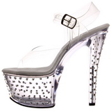 Átlátszó 18 cm Pleaser STARDUST-708 Magassarkú Platform