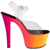 Átlátszó 18 cm RAINBOW-308UV Szandál Magassarkú Neon Platform